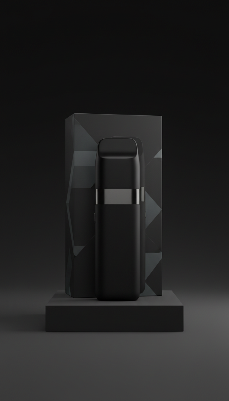 Matte Black Pod Device with Metallic Accent